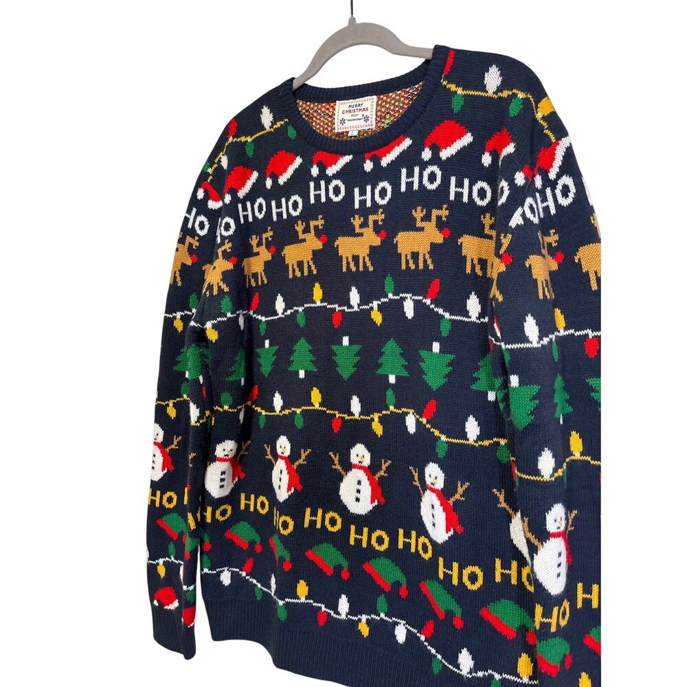 Daisys Boutique Xmas Sweater Womens L Navy Ugly Holiday Reindeer Snowman Holiday - Picture 3 of 7